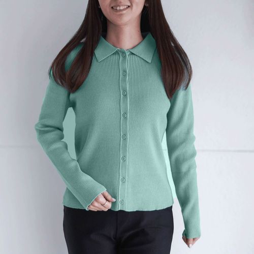 三和ジャパン
スビンコットンポロ衿リブ編みカーディガン