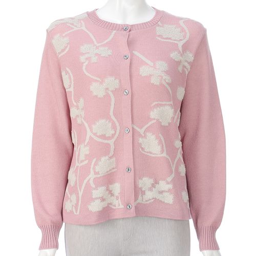 愛装
花柄パイルジャガード丸首カーディガン