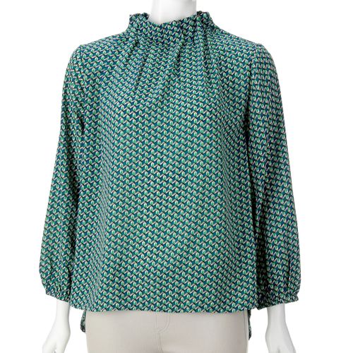 モンパリス
ネックゴム入りプリントブラウス