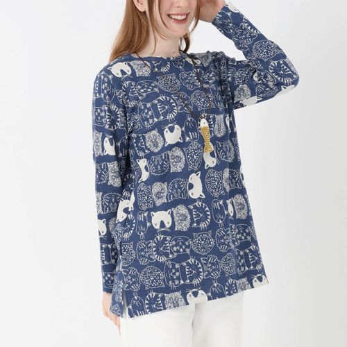 ジジョン
T’BIS STUDIO 長袖ネコ柄Wジャカードチュニック丈カットソー