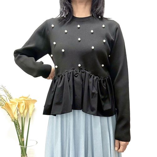 クリーク
MONiLE パール付きペプラムニット