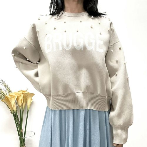 クリーク
MONiLE パール付きロゴジャカードニット