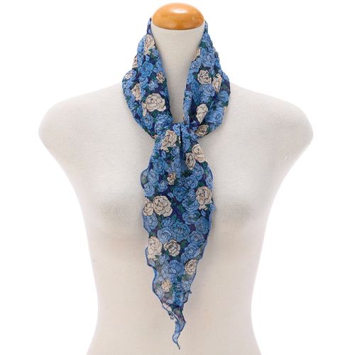 サード　コレクション
プチローズ柄シワ加工剣先スカーフ