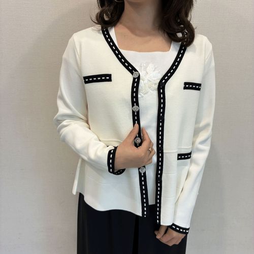 ジェイシーインターナショナル
Super Beauty ステッチ風トリムVネックカーディガン