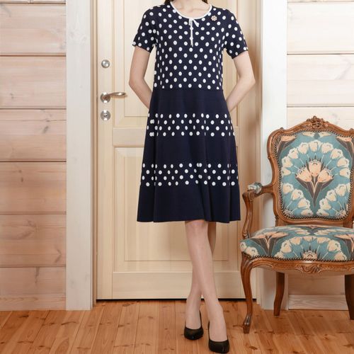 ジェイシーインターナショナル
Super Beauty 水玉ジャカード編み切替ニットワンピース