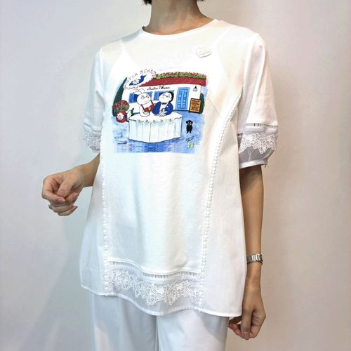 ジェイシーインターナショナル
Super Beautyラビットイラスト 裾レース切替パフ袖ロングTシャツ