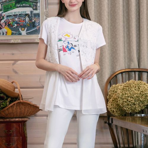 ジェイシーインターナショナル
Super Beauty レース×シフォン切替ノースリーブブラウス