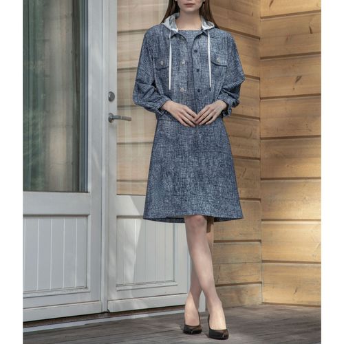 ジェイシーインターナショナル
Super Beauty 転写プリント格子チェック柄スクエアネックフレンチスリーブワンピース