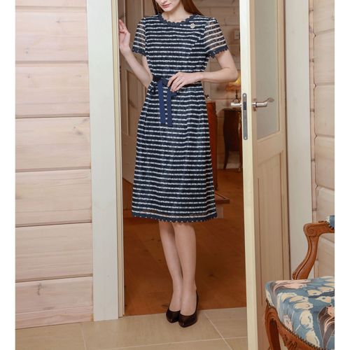 ジェイシーインターナショナル
Super Beauty ボーダープリントレース素材半袖ワンピース