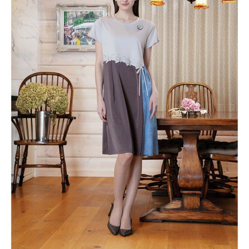 ジェイシーインターナショナル
Super Beauty 異素材配色アシンメトリー切替ワンピース