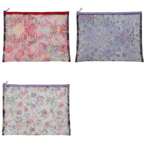 笹倉商店
花柄メッシュ天ファスナーフラットポーチ（特大）