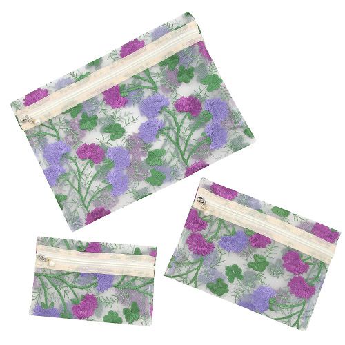 生駒クロス
メッシュ3点ポーチ バラ刺繍柄