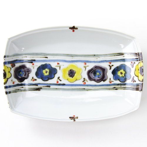 　九谷作田
色絵花並べ 俵型皿