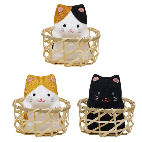 リュウコドウ
ちりめん置物 かごねこ