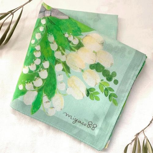 H8



ｍｉｙａｃｏ　ｎｉｓｈｉｏ
miyaco スカーフにもなる水彩画 ハンカチ すずらん