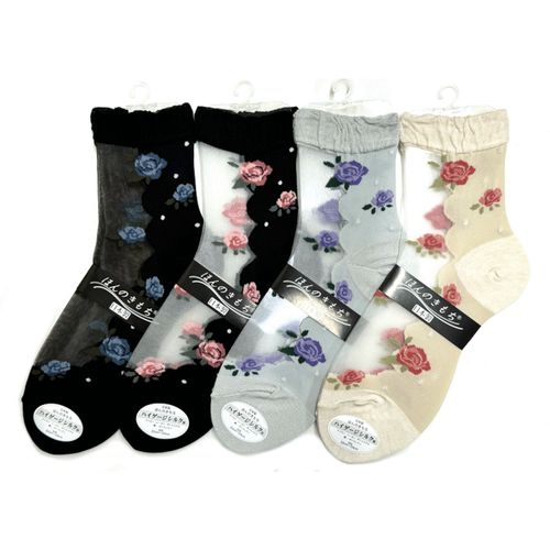 ナコー
シースルーソックス ほんのきもち ハイゲージ シルク混 薔薇柄