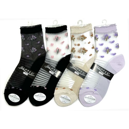 ナコー
シースルーソックス ほんのきもち ハイゲージ シルク混 小花柄
