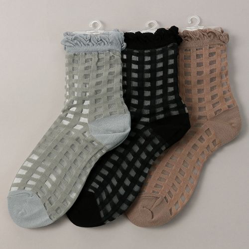 ガクヤ
やわらかナイロン シースルーソックス チェック柄