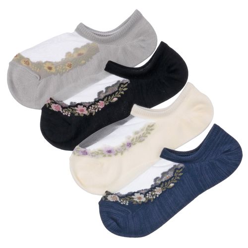 桑メリヤス
シースルーソックス カバーソックス 花草柄