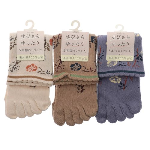 ウィックス
5本指 ロークルー丈 表綿100％ ツタ柄