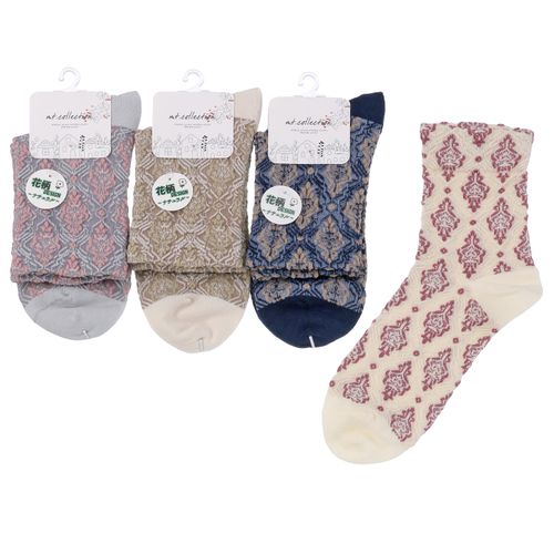 常峰ソックス
クルー丈 フロート花総柄 靴下