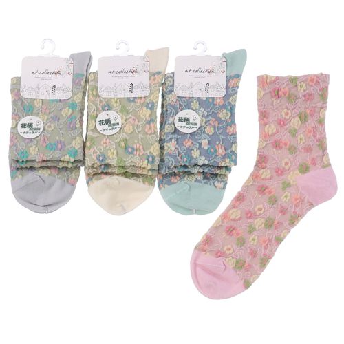 常峰ソックス
クルー丈 フロート花総柄 靴下
