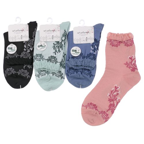常峰ソックス
クルー丈 フロート花草柄 靴下