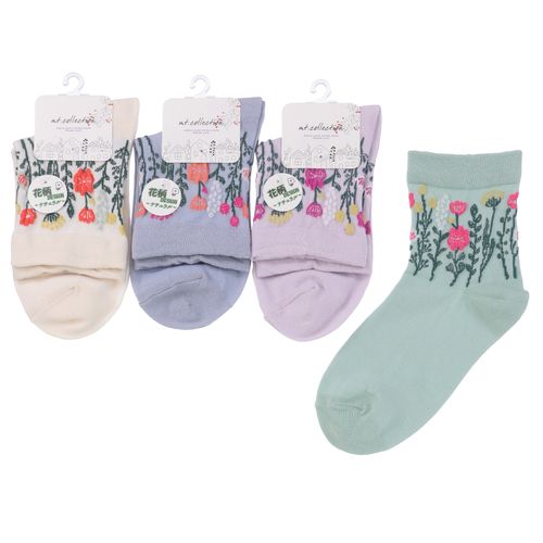 常峰ソックス
クルー丈 フロート花柄 靴下