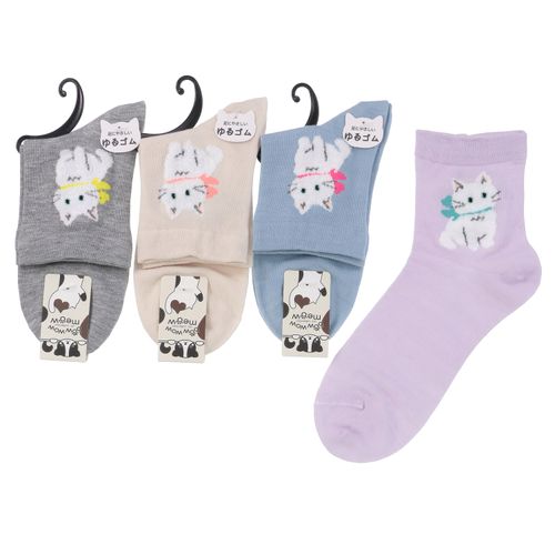 常峰ソックス
クルー丈 モール猫 靴下