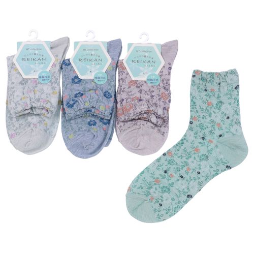 常峰ソックス
クルー丈 スパイラル小花 靴下