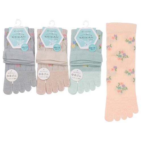 常峰ソックス
クルー丈 5本指 指先接触冷感 靴下