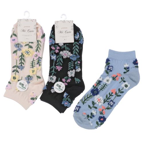 常峰ソックス
スニーカー丈 モール花柄 靴下