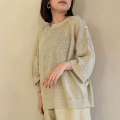 ザンパ
ザンパ麻ボートネック肩釦プルオーバー