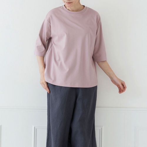 ピープル
Crea delice 強撚スムースラウンドカラー6分袖Tシャツ