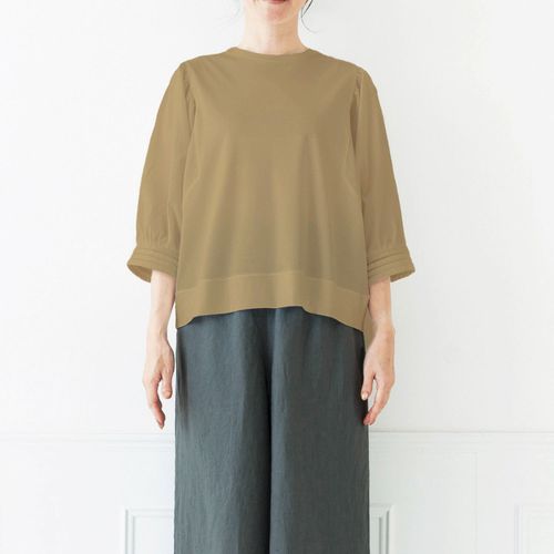 ピープル
Crea delice 強撚スムースギャザースリーブ7分袖Tシャツ