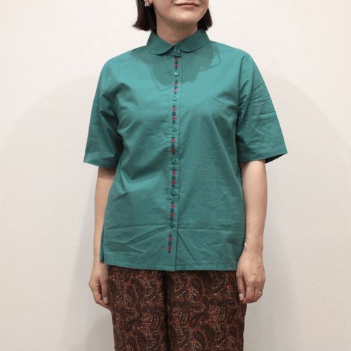 ジジョン
notorico 前立て刺繍半袖丸襟インド綿シャツ