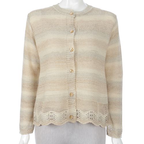 ビワレ
裾柄絣丸首カーディガン