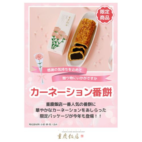 4582260792940



2621001



龍門商事
重慶飯店 カーネーション番餅（バンピン）