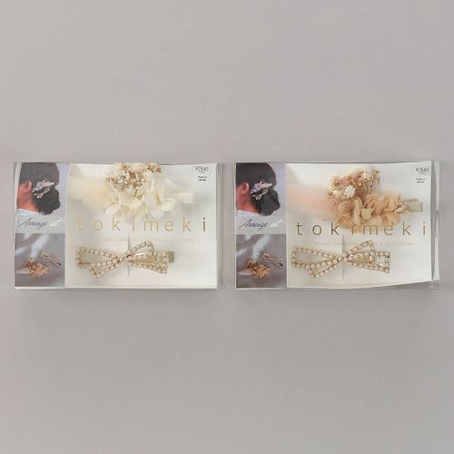 ピーズ
ドライフラワーリボンヘアクリップセット