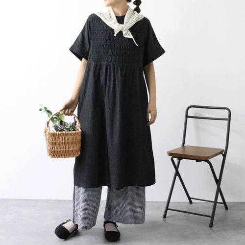 ノンノ
cloudnine ノンノ 3．5ozデニム スモッキング刺繍ワンピース