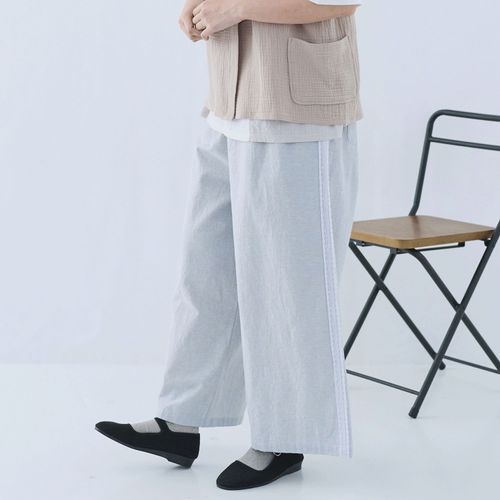 ノンノ
cloudnine ノンノ 先染め綿麻脇レース切替ワイドパンツ