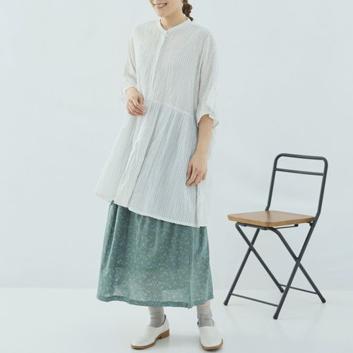 ノンノ
cloudnine 綿ガーゼ ストライプクリンクル加工前開き5分袖チュニック