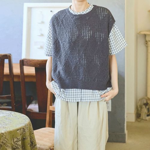 ノンノ
cloudnine コットンニットダイヤ柄ゆったりシルエットのニットベスト