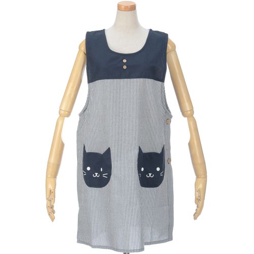 美竹
先染めストライプ猫ポケットエプロン