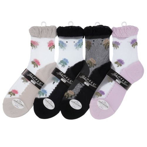 ナコー
シースルーソックス ほんのきもち ハイゲージ シルク混 大花柄