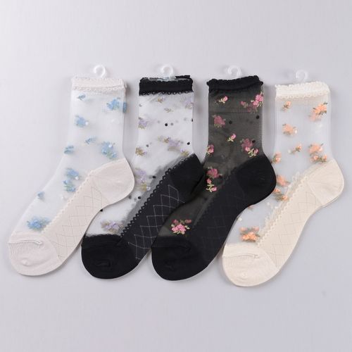 ナコー
シースルーソックス ほんのきもち ハイゲージ シルク混 バラブーケ