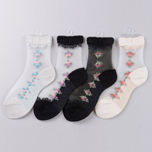 ナコー
シースルーソックス ほんのきもち ハイゲージ シルク混 小バラ ライン