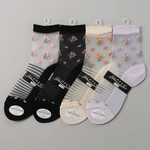 ナコー
シースルーソックス ほんのきもち ハイゲージ シルク混 小花柄