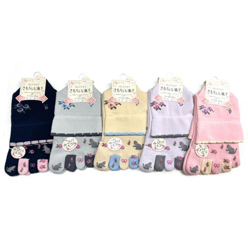 ナコー
ほんのきもち 5本指 薔薇ねこ 靴下