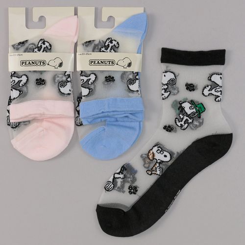 モモステーション
クルー丈 スヌーピー 総柄 シースルー 靴下